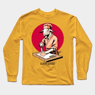 Sushi Master Goat - Retro Japanese Chef Cartoon Long Sleeve T-Shirt